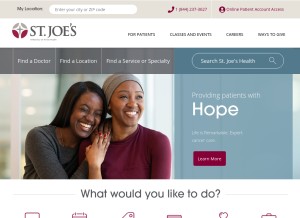 How stjoeshealth.org looks like on a tablet such as an iPad.