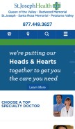 How stjosephhealth.org looks like on a mobile device such as an iPhone.