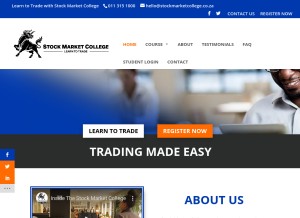 How stockmarketcollege.co.za looks like on a tablet such as an iPad.