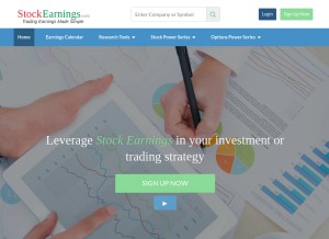How stocksearning.com looks like on a tablet such as an iPad.
