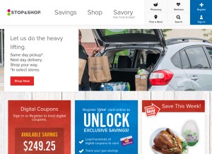 How stopandshop.com looks like on a tablet such as an iPad.