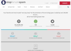How stopforumspam.com looks like on a tablet such as an iPad.
