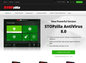 How stopzilla.com looks like on a tablet such as an iPad.