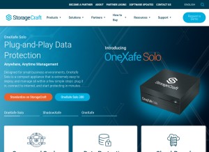 How storagecraft.com looks like on a tablet such as an iPad.