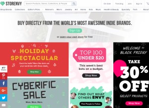 How storenvy.com looks like on a tablet such as an iPad.