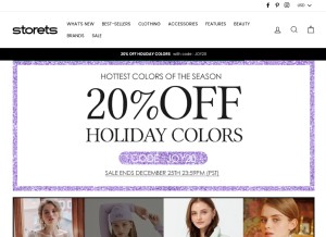 How storets.com looks like on a tablet such as an iPad.