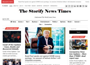 How storifynews.com looks like on a tablet such as an iPad.