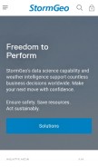 How stormgeo.com looks like on a mobile device such as an iPhone.