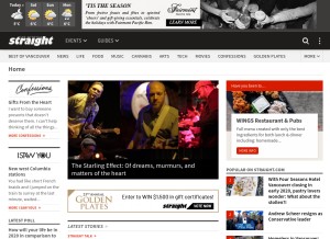How straight.com looks like on a tablet such as an iPad.