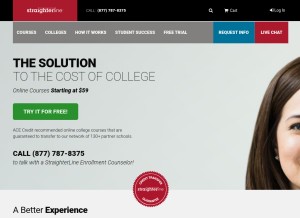 How straighterline.com looks like on a tablet such as an iPad.