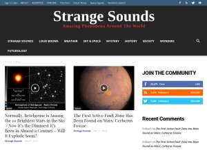 How strangesounds.org looks like on a tablet such as an iPad.
