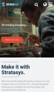 How stratasys.com looks like on a mobile device such as an iPhone.