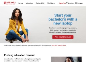 How strayer.edu looks like on a tablet such as an iPad.