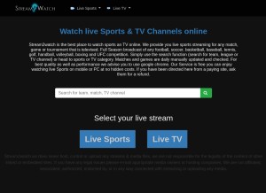 How stream2watch.org looks like on a tablet such as an iPad.