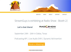 How streamguys1.com looks like on a tablet such as an iPad.