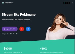 How streamlabs.com looks like on a tablet such as an iPad.