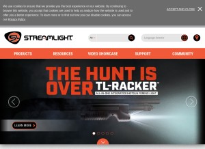 How streamlight.com looks like on a tablet such as an iPad.
