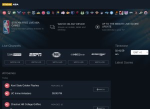 How streamnba.com looks like on a tablet such as an iPad.
