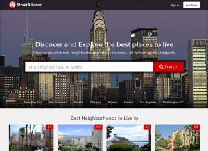 How streetadvisor.com looks like on a tablet such as an iPad.