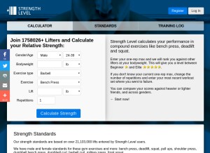 How strengthlevel.com looks like on a tablet such as an iPad.