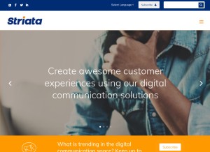 How striata.com looks like on a tablet such as an iPad.