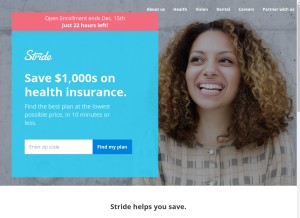 How stridehealth.com looks like on a tablet such as an iPad.