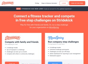 How stridekick.com looks like on a tablet such as an iPad.