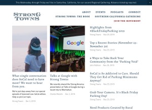 How strongtowns.org looks like on a tablet such as an iPad.