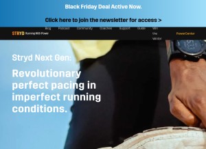 How stryd.com looks like on a tablet such as an iPad.