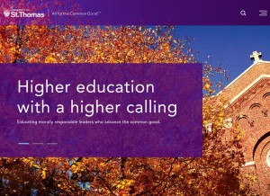 How stthomas.edu looks like on a tablet such as an iPad.