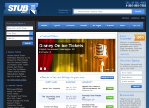 How stub.com looks like on a tablet such as an iPad.