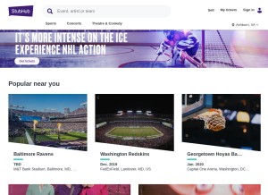 How stubhub.ca looks like on a tablet such as an iPad.