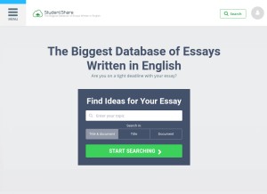 How studentshare.org looks like on a tablet such as an iPad.
