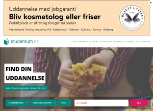 How studentum.dk looks like on a tablet such as an iPad.