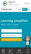How study.com looks like on a mobile device such as an iPhone.