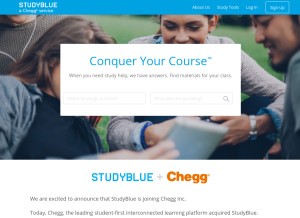 How studyblue.com looks like on a tablet such as an iPad.