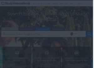 How studyinternational.com looks like on a tablet such as an iPad.