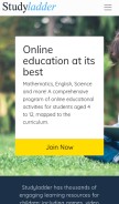How studyladder.com looks like on a mobile device such as an iPhone.