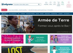 How studyrama.com looks like on a tablet such as an iPad.