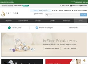 How stuller.com looks like on a tablet such as an iPad.