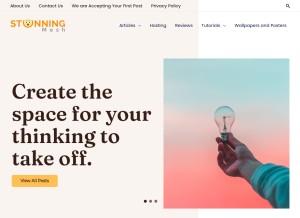 How stunningmesh.com looks like on a tablet such as an iPad.