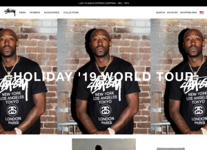 How stussy.com looks like on a tablet such as an iPad.