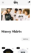 How stussyshirts.com looks like on a mobile device such as an iPhone.
