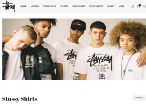 How stussyshirts.com looks like on a tablet such as an iPad.