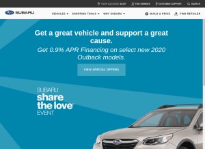 How subaru.com looks like on a tablet such as an iPad.