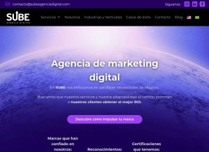 How subeagenciadigital.com looks like on a tablet such as an iPad.