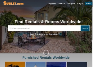 How sublet.com looks like on a tablet such as an iPad.