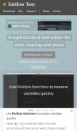 How sublimetext.com looks like on a mobile device such as an iPhone.