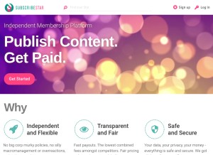 How subscribestar.com looks like on a tablet such as an iPad.
