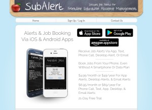 How substitutealert.com looks like on a tablet such as an iPad.